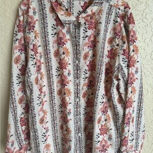 Spartina 449 Floral Linen Long Sleeve Button Up XXL